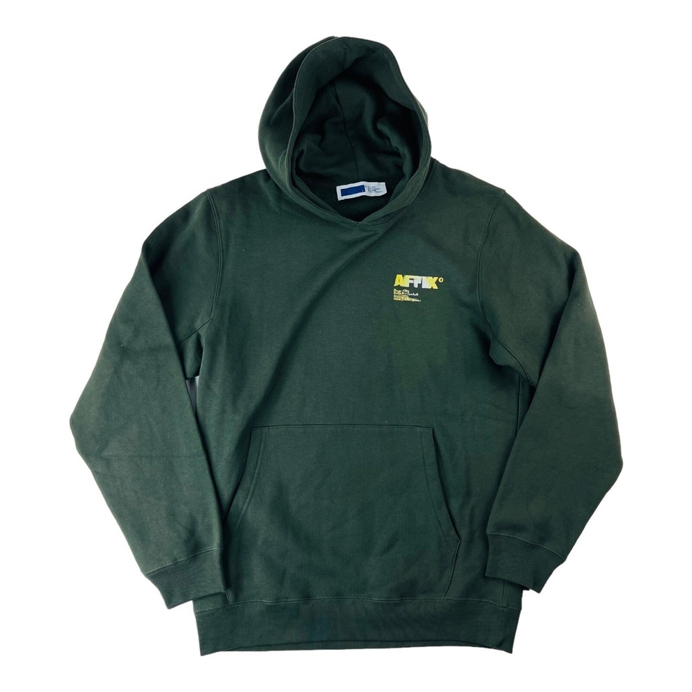 Affix Works Green w/ Yellow Graphic Organic Cotton Hoodie Mens‎ Size Medium M